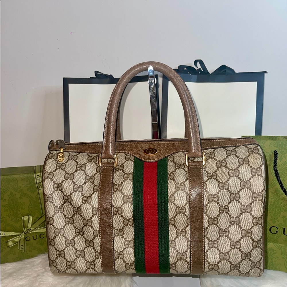 Authentic Vintage Gucci GG Boston Bag
